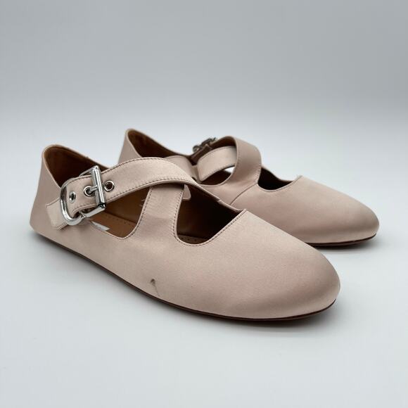 ALAIA | Criss Cross Satin Ballet Flat in Nude Baby Pink w/ Box 36 - Picture 3 of 16